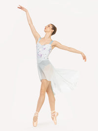 エレベ ダンスウェア ドラゴンフライショートスカート パウダーブルーメッシュ Eleve Dancewear Dragonfly Short Skirt Powder Blue Mesh RTW