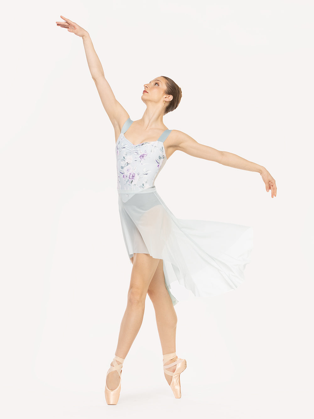 エレベ ダンスウェア ドラゴンフライショートスカート パウダーブルーメッシュ Eleve Dancewear Dragonfly Short Skirt Powder Blue Mesh RTW