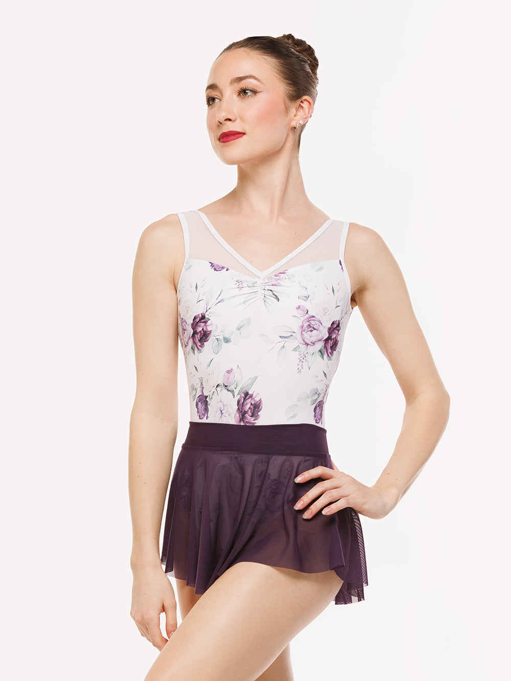 エレベ ダンスウェア ヒップスター・スカート Eleve Dancewear Hipster Skirt Eggplant Mesh RTW