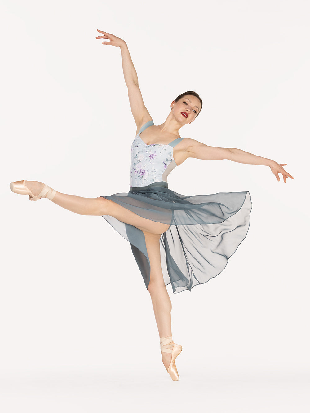 エレベ ダンスウェア レイチェル レオタード ムーンリット・ガーデン・ベイビーブルー Eleve Dancewear Mila Leotard Moonlit Garden Baby Blue RTW