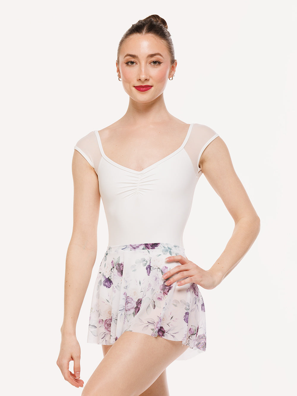 エレベ ダンスウェア フレアースカート Eleve Dancewear Flare Skirt Moonlit Garden White Mesh RTW