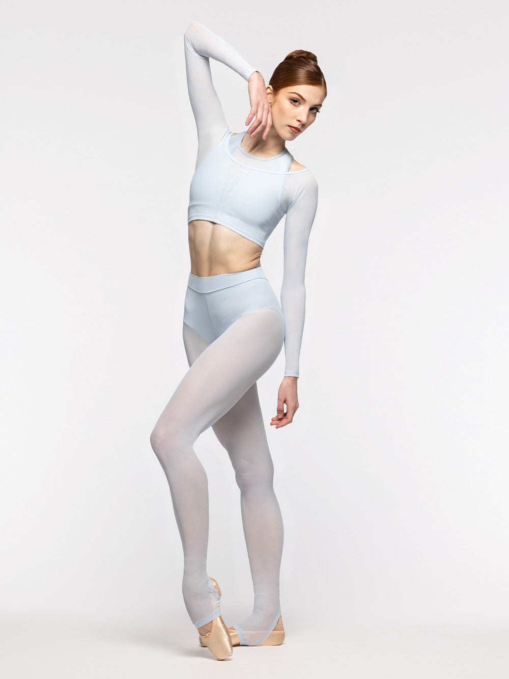エレベ ダンスウェア バックシームクロップトップ フロストメッシュ Eleve Dancewear Back Seam Crop Top Frost Mesh RTW