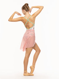 *エレベ ダンスウェア ミッドハイロースカート Eleve Dancewear Mid High-Low Skirt Rose Mesh RTW