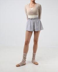 レヴダンス ショーツ LEVDANCE laura flared shorts LIGHT GREY
