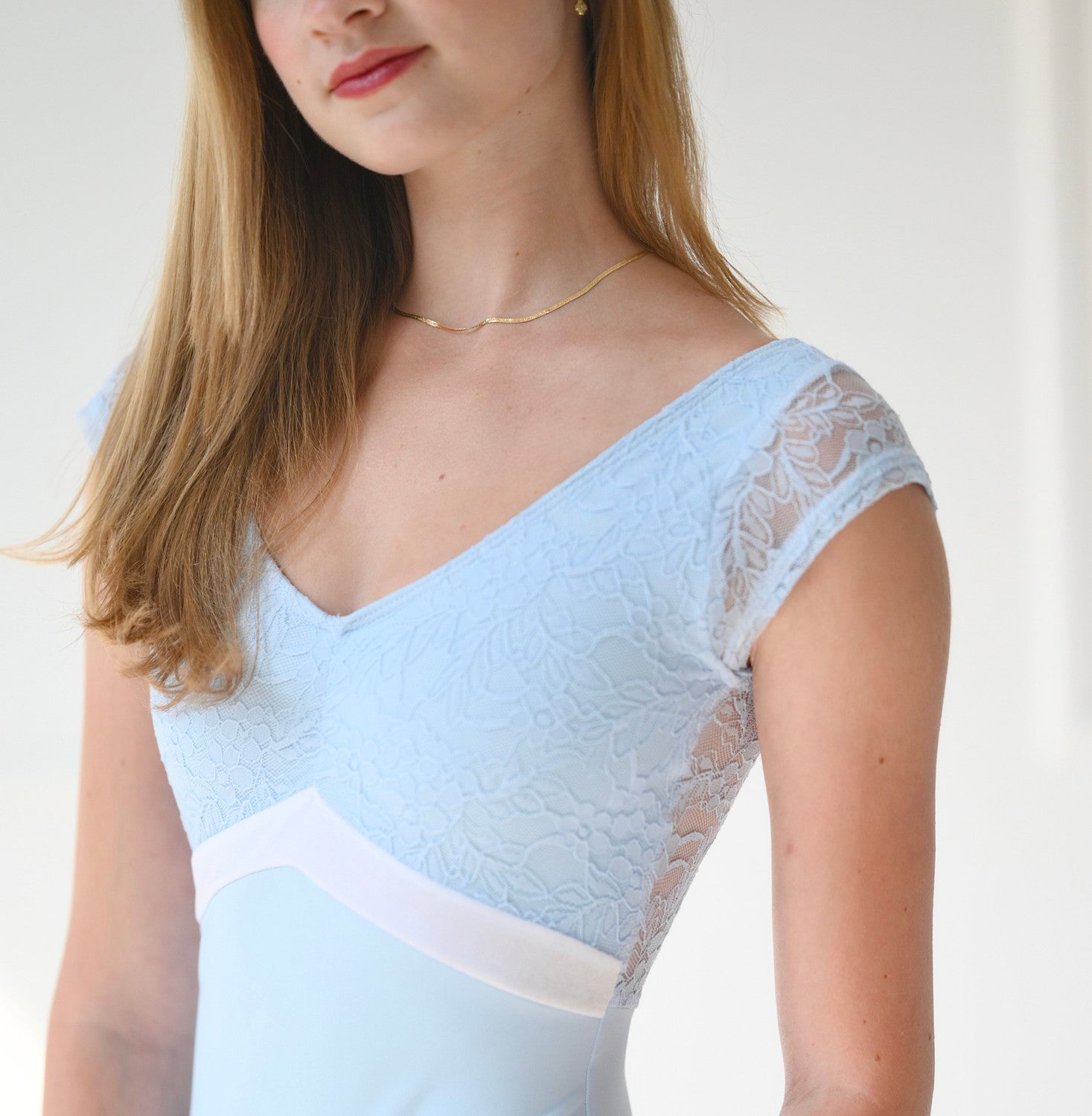 クラスイン キャップスリーブレオタード Class In SKYBLUE LACE OVER LEO
