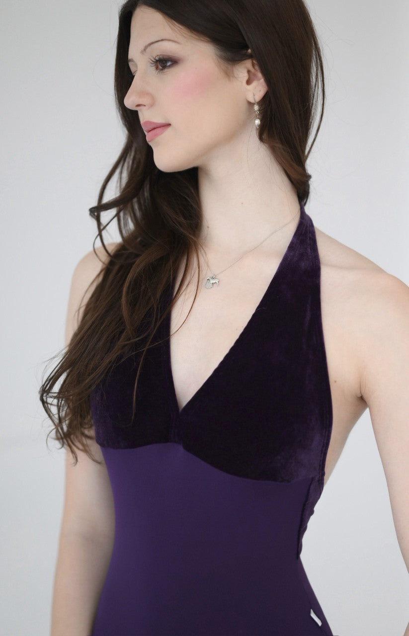 クラスイン ホルターネックレオタード Class In PURPLE VELVET HALTER