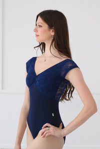 クラスイン キャップスリーブレオタード Class In NAVY LACE OVERLAY LEO