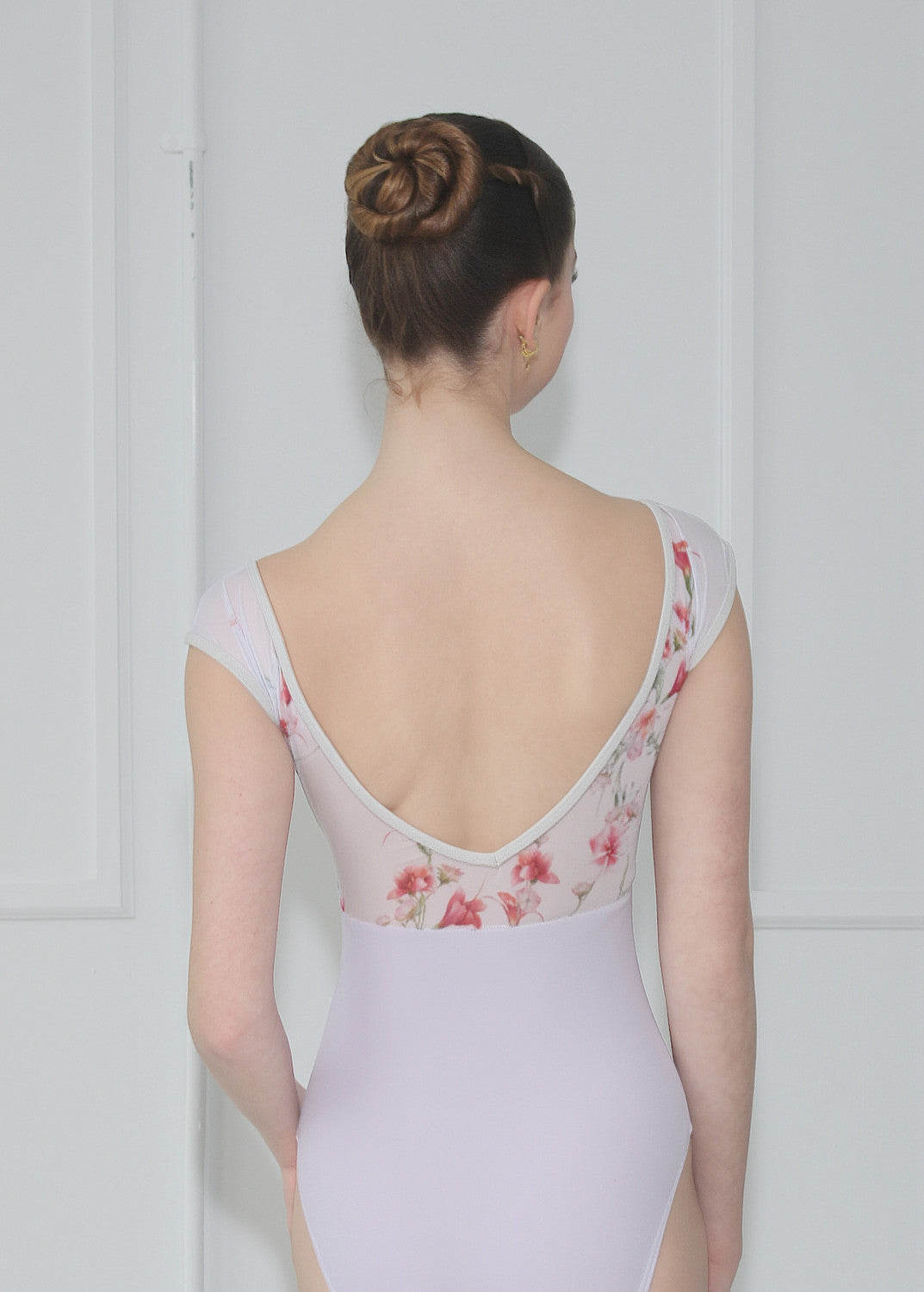 クラスイン キャップスリーブレオタード Class In LAVENDER FLORAL MESH OVERLAY LEO