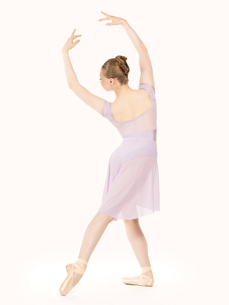 エレベ ダンスウェア ロングハイロースカート Eleve Dancewear Long High-Low Skirt Iced Lilac Mesh RTW