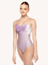 エレベ ダンスウェア マッケンジー レオタード Eleve Dancewear Mackenzie Leotard Iced Lilac Crushed Velvet RTW