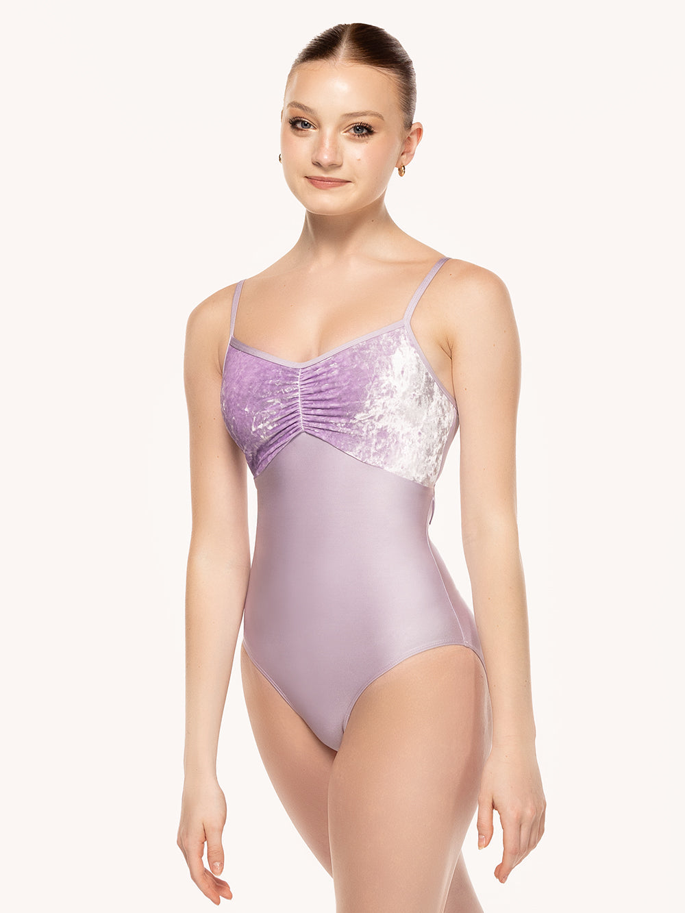 エレベ ダンスウェア マッケンジー レオタード Eleve Dancewear Mackenzie Leotard Iced Lilac Crushed Velvet RTW