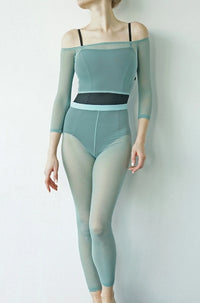 Jule Dancewear Meshie Crop Top: Seafoam ジュールダンスウェア メッシー クロップトップ シーフォーム