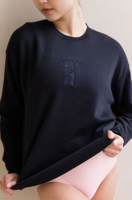 ジュールダンスウェア フリーストレーナー：ブラック Jule Dancewear Jule Pointe Sweatshirt: Black