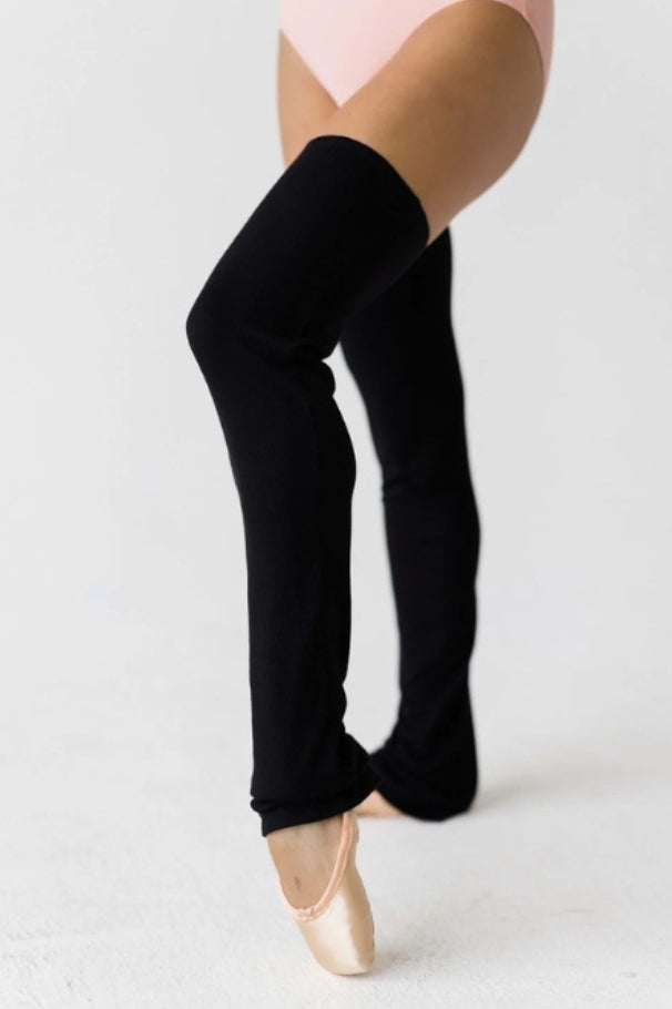 ジュールダンスウェア 滑り止め付きレッグウォーマー：ブラックリブ Jule Dancewear No-Slip Legwarmer: Black Rib