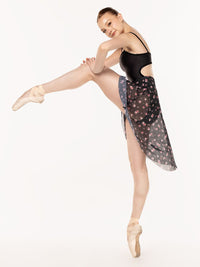 エレベ ダンスウェア ロングハイロースカート Eleve Dancewear Long High-Low Skirt Miniflora Black Mesh RTW