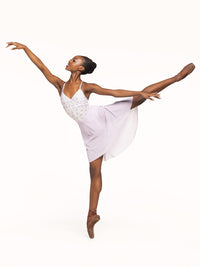 エレベ ダンスウェア ロングハイロースカート Eleve Dancewear Long High-Low Skirt Iced Lilac Mesh RTW
