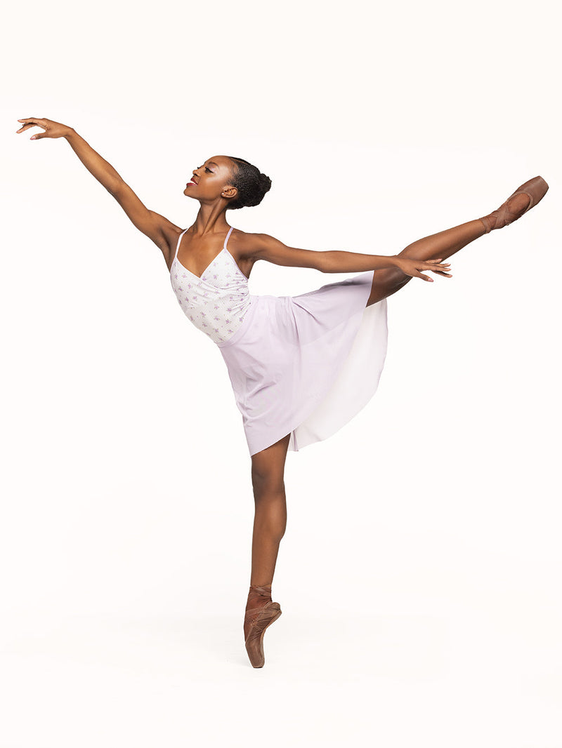 エレベ ダンスウェア ロングハイロースカート Eleve Dancewear Long High-Low Skirt Iced Lilac Mesh RTW