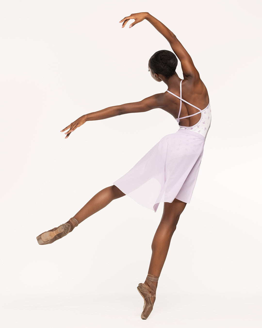 エレベ ダンスウェア ロングハイロースカート Eleve Dancewear Long High-Low Skirt Iced Lilac Mesh RTW