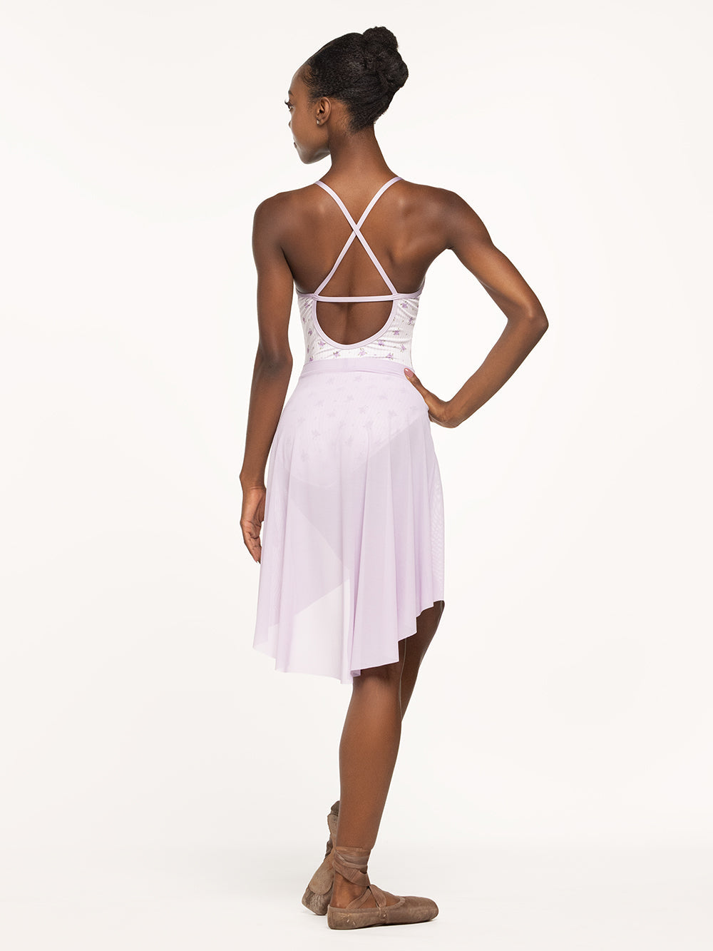 エレベ ダンスウェア ロングハイロースカート Eleve Dancewear Long High-Low Skirt Iced Lilac Mesh RTW