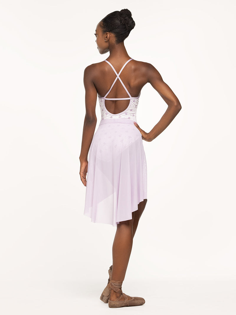 エレベ ダンスウェア ロングハイロースカート Eleve Dancewear Long High-Low Skirt Iced Lilac Mesh RTW