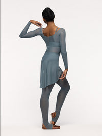 エレベ ダンスウェア ミッドハイロースカート Eleve Dancewear Mid High-Low Skirt Blue Agave Mesh RTW