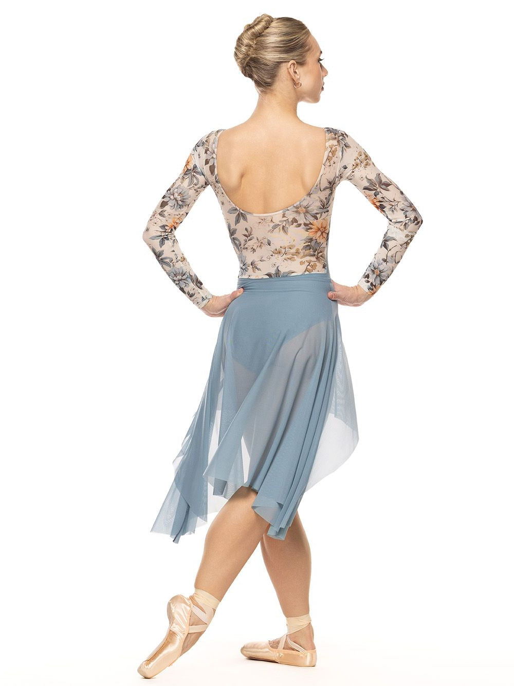 レオタード東京　リラックスフィット ベビーブルー バレエトップス バレエ 大人 レオタード ナイロン プリント 柄 胸パッドポケット