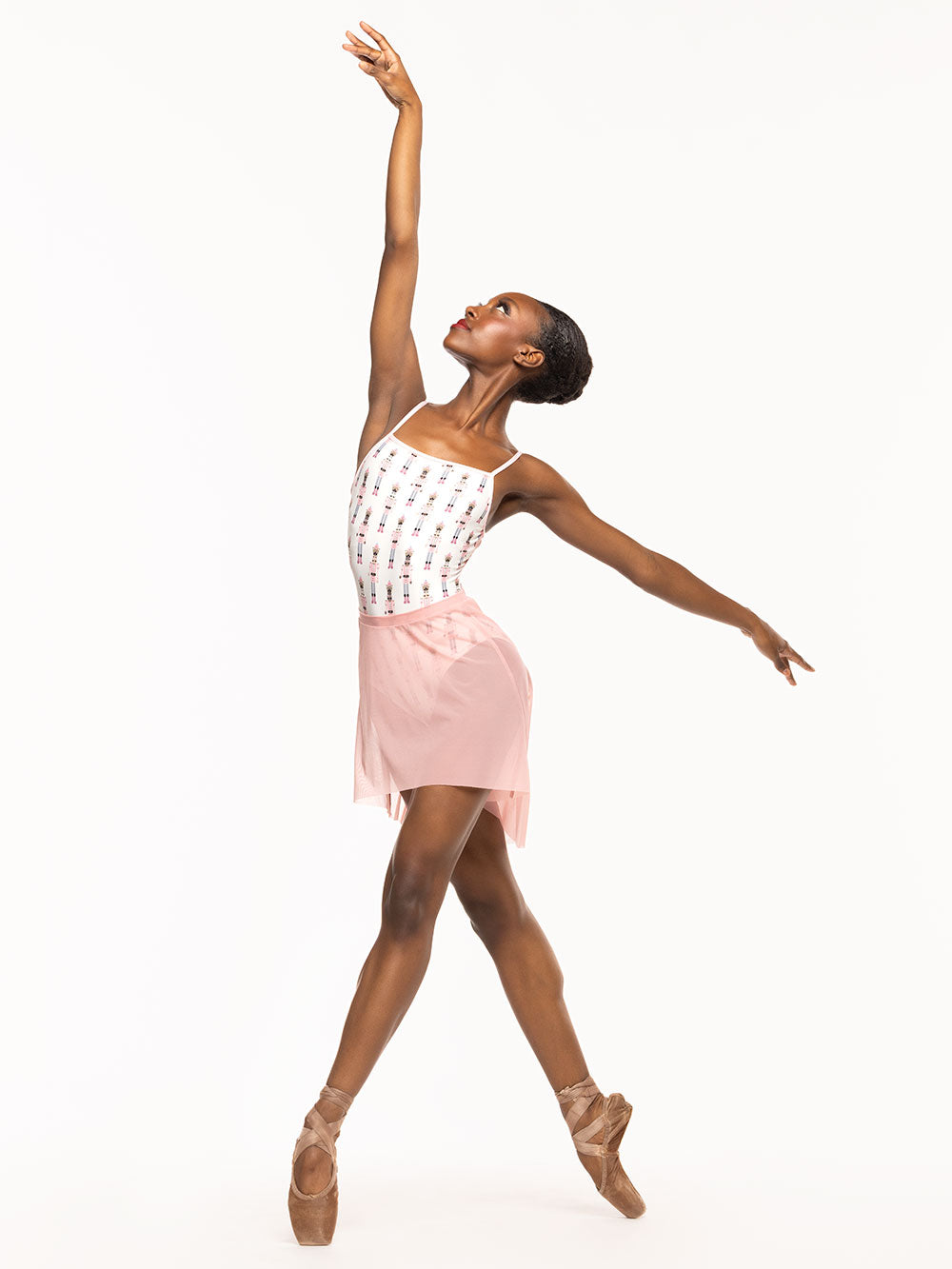 *エレベ ダンスウェア ミッドハイロースカート Eleve Dancewear Mid High-Low Skirt Rose Mesh RTW