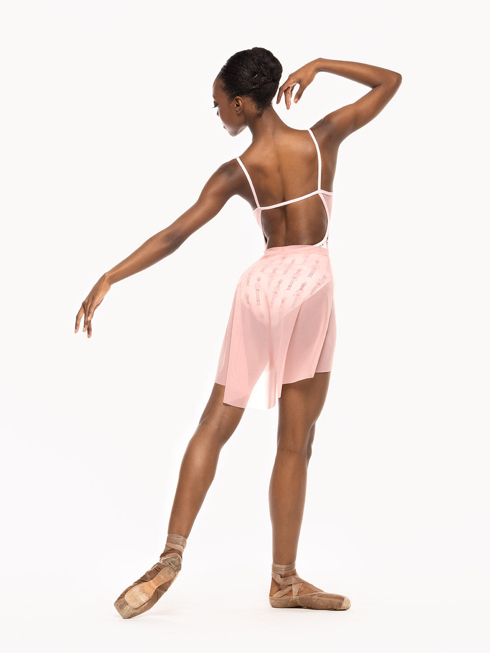 *エレベ ダンスウェア ミッドハイロースカート Eleve Dancewear Mid High-Low Skirt Rose Mesh RTW