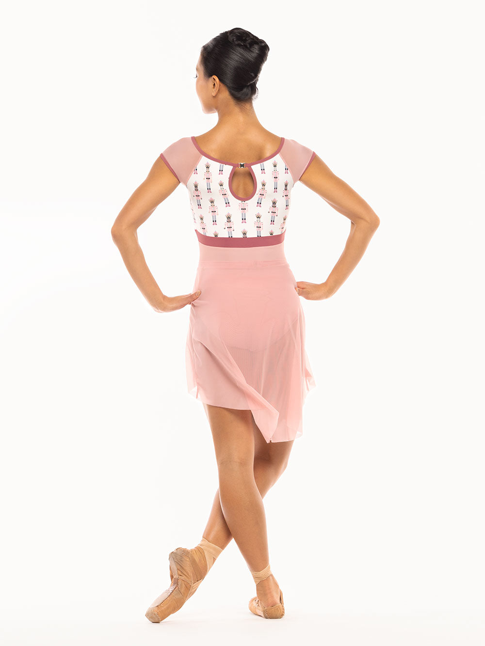 *エレベ ダンスウェア ミッドハイロースカート Eleve Dancewear Mid High-Low Skirt Rose Mesh RTW