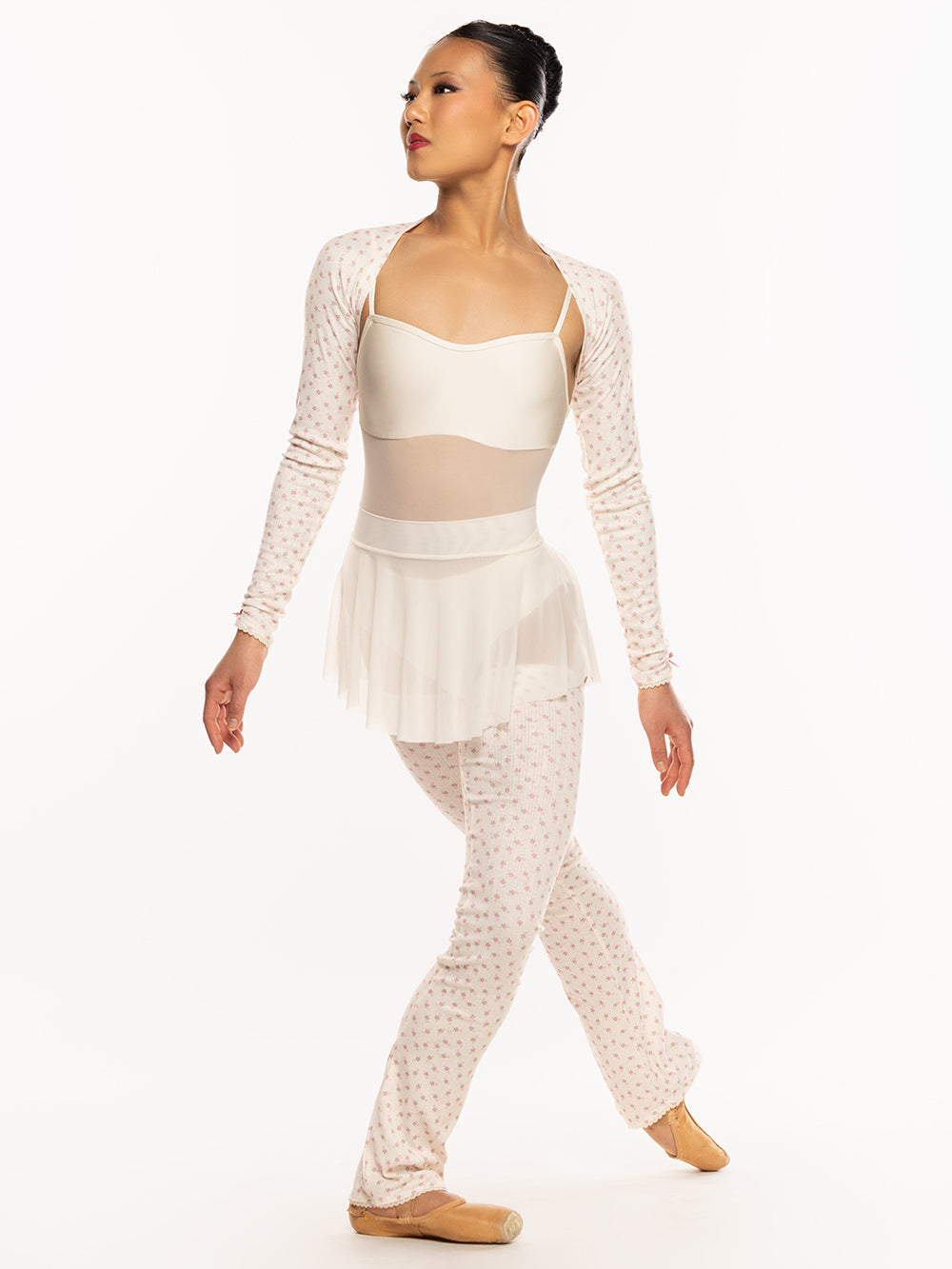 エレベダンスウェア ロングレッグウォーマー Eleve Dancewear Thigh High Leg Warmers Knit Cream Pointelle RTW