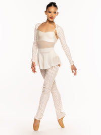 エレベダンスウェア ロングレッグウォーマー Eleve Dancewear Thigh High Leg Warmers Knit Cream Pointelle RTW