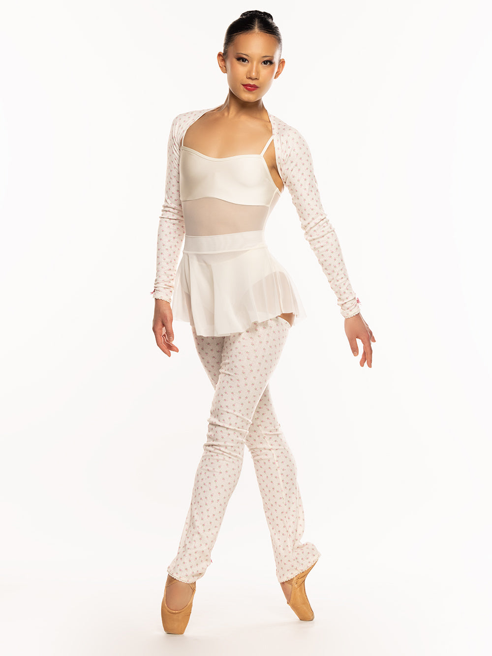 エレベダンスウェア ロングレッグウォーマー Eleve Dancewear Thigh High Leg Warmers Knit Cream Pointelle RTW