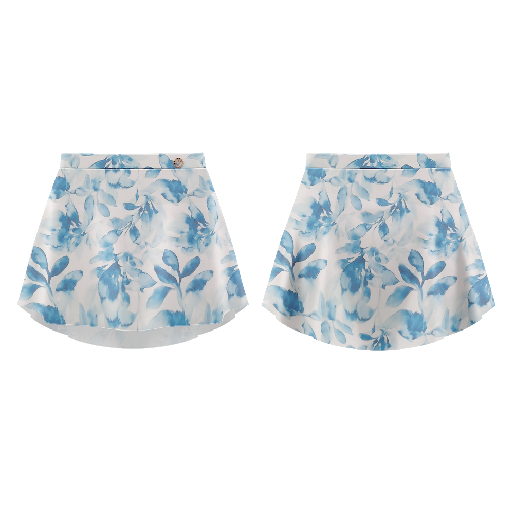 ダンスドパリ スカート Danse de Paris Patterned Skirt Flora Bleu