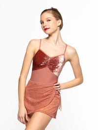 *エレベ ダンスウェア マッケンジー レオタード サンドストーン クラッシュド・ベルベット Eleve Dancewear Mackenzie Leotard Sandstone Crushed Velvet RTW