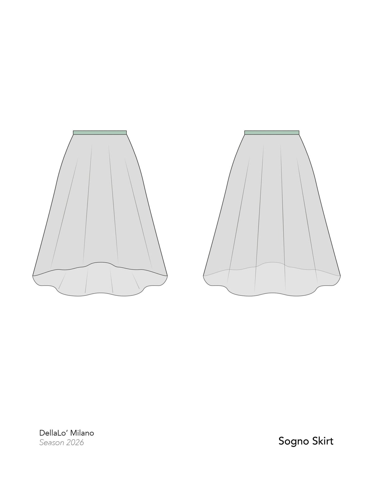 デラロミラノ ソーニョ スカート 2026新色Charleston【大人S】（在庫商品） DellaLo' Milano Sogno Skirt 2026