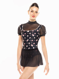 エレベ ダンスウェア フレアースカート Eleve Dancewear Flare Skirt Black Mesh RTW