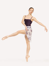 エレベ ダンスウェア ウィーン ミッド ハイロー ラップスカート Eleve Dancewear Vienna Mid High-Low Wrap Skirt Moonlit Garden White Mesh RTW