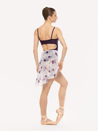 エレベ ダンスウェア ウィーン ミッド ハイロー ラップスカート Eleve Dancewear Vienna Mid High-Low Wrap Skirt Moonlit Garden White Mesh RTW