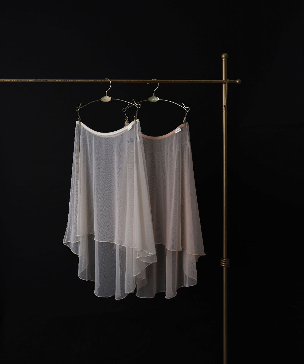 レヴダンス ヘイズメッシュプルオンスカート LEVDANCE haze mesh pull-on skirt PORCELAIN