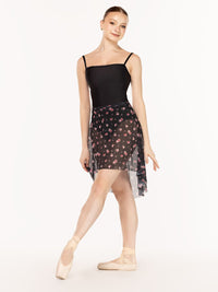 エレベ ダンスウェア ロングハイロースカート Eleve Dancewear Long High-Low Skirt Miniflora Black Mesh RTW
