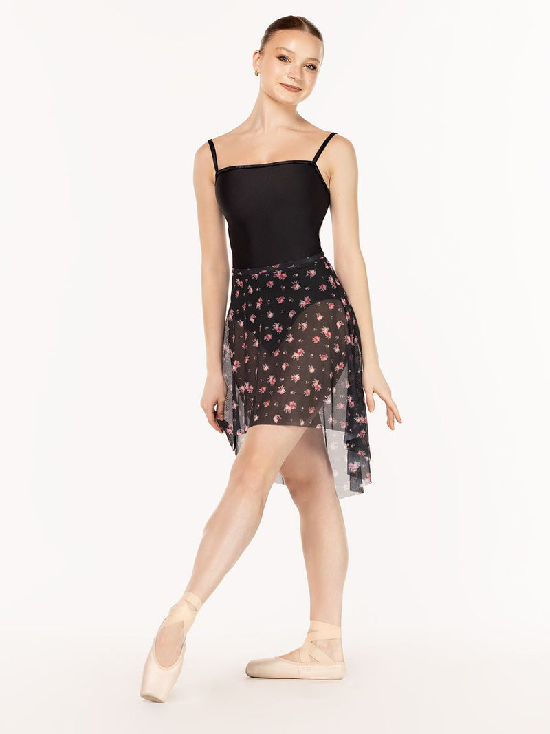 エレベ ダンスウェア ロングハイロースカート Eleve Dancewear Long High-Low Skirt Miniflora Black Mesh RTW
