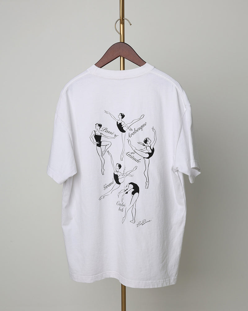レヴダンス Tシャツ LEVDANCE ballet poses basic tee WHITE