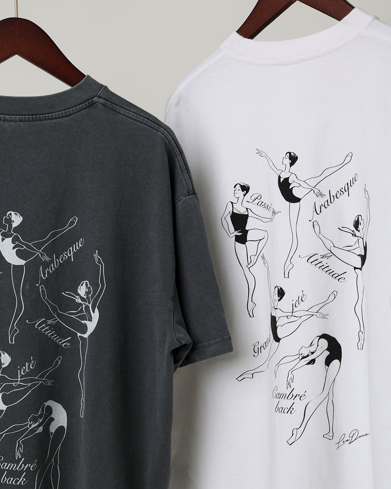 レヴダンス Tシャツ LEVDANCE ballet poses basic tee WHITE