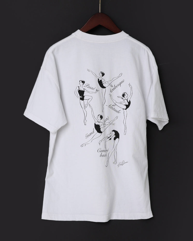 レヴダンス Tシャツ LEVDANCE ballet poses basic tee WHITE