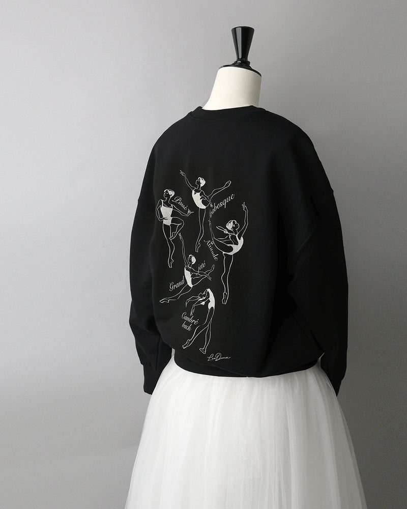 レヴダンス スウェット LEVDANCE ballet poses sweatshirt BLACK