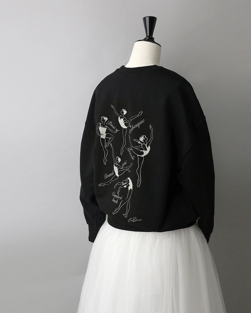 レヴダンス スウェット LEVDANCE ballet poses sweatshirt BLACK