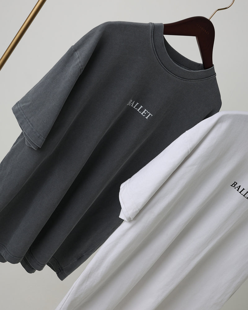 レヴダンス Tシャツ LEVDANCE ballet poses vintage washed tee CHARCOAL