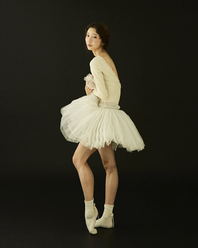 レヴダンス オリビアレースレオタード クリーム LEVDANCE olivia lace leotard CREAM