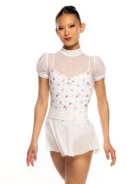 エレベ ダンスウェア クロップトップ Eleve Dancewear Evelyn Crop Top White Mesh RTW
