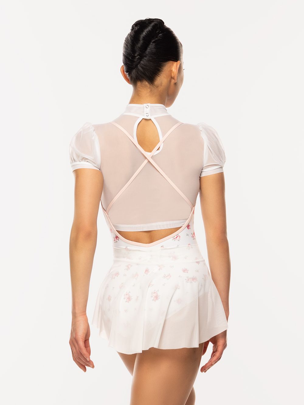 エレベ ダンスウェア クロップトップ Eleve Dancewear Evelyn Crop Top White Mesh RTW
